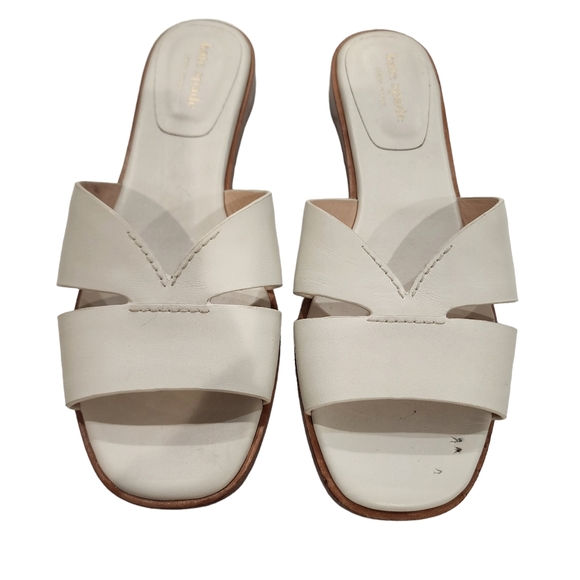Kate Spade White Leather Wide Strap Dock Slip-On Slide Sandal - Picture 1 of 9